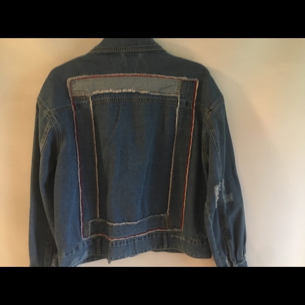ESSUE of Los Angeles Womens Jean Jacket Size M L Moto Bomber Boho Coachella